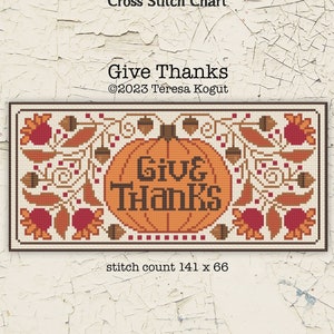 PDF | Cross Stitch Chart| EPattern | Needlework | DIY | Crafts | Give Thanks  small