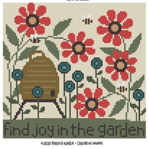 Cross Stitch Chart | Downloadable PDF | EPattern | Needlework | DIY | Crafts | Joy in the Garden