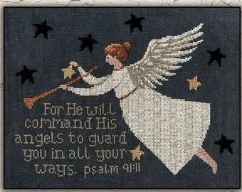 PDF | Angel | Cross Stitch Chart | Downloadable | EPattern | Needlework | DIY | Crafts | Psalm 91 | XS293