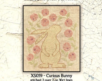 PDF | Cross Stitch Chart | Downloadable | Needlework | DIY | Crafts | Curious Bunny | XS059