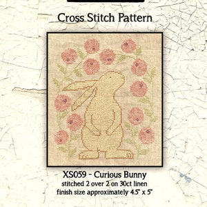 PDF | Cross Stitch Chart | Downloadable | Needlework | DIY | Crafts | Curious Bunny | XS059