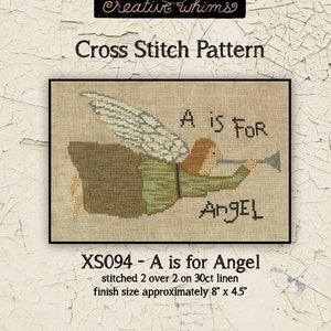 Angel | Primitive | Cross Stitch Chart | Needlework | DIY | Crafts | A is for Angell | XS094