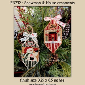 Punchneedle | Pattern | Needlwork | DIY | Crafts | Snowman & House Ornaments | PN232