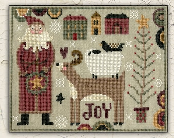 Christmas | Santa | Cross Stitch Chart | Needlework | DIY | Crafts | Joyful Scene | XS208