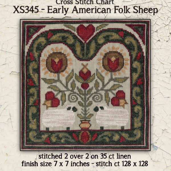 cross stitch | needlework | Teresa Kogut | Early American Folk Sheep | XS2345