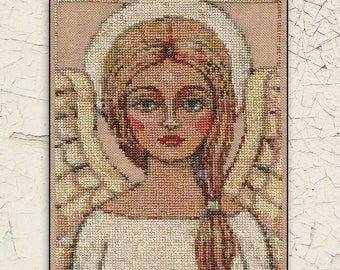 PDF | Engel | Kreuzstichvorlage | Herunterladbar | Emuster | Handarbeit | DIY | Kunsthandwerk | Angelic Vision | XS3162