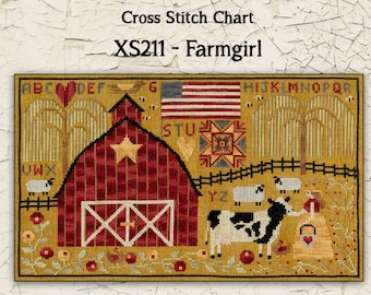 Farmhouse | Cross Stitch Chart | Needlework | DIY | Crafts | Farmgirl | XS211