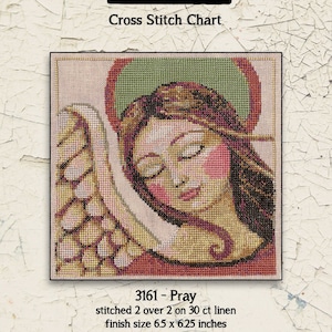 PDF | Angel | Cross Stitch Chart | Downloadable | EPattern | Needlework | DIY | Crafts | Pray | XS3161