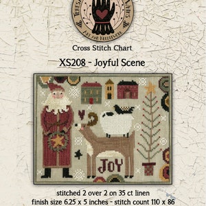 PDF | Christmas | Santa | Cross Stitch Chart | Needlework | DIY | Crafts | Joyful Scene | XS208|