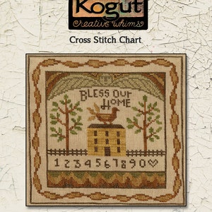 Cross Stitch Chart | Needlework | DIY | Crafts | Primitive | Bless Our Home | XS335