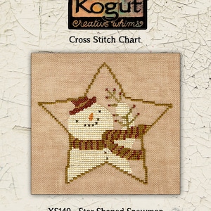 Snowmen | Primitive | Cross Stitch Chart | Downloadable PDF | EPattern | Needlework | DIY | Crafts | Star Shaped Snowman | XS149