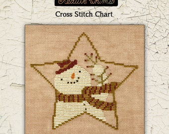 Star Ornament | Snowmen | Primitive | Cross Stitch Chart | Needlework | DIY | Crafts | Star Shaped Snowman | XS149