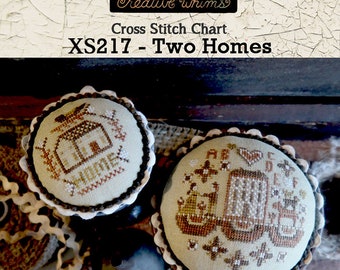 Cross Stitch Chart | Needlework | DIY | Crafts | Primitive | Two Homes | XS217