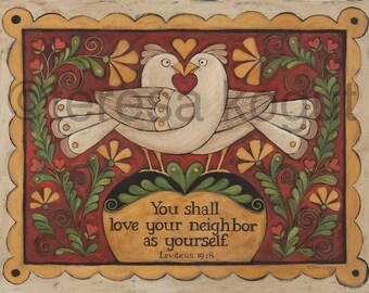 Home Decor | Wall Decor | LOVE THY NEIGHBOR | 11x14 print | Teresa Kogut