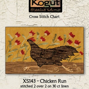 Chicken | Primitive | Cross Stitch Chart | Downloadable PDF | EPattern | Needlework | DIY | Crafts | Chicken Run | XS143