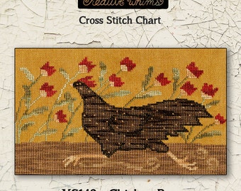 Chicken | Primitive | Cross Stitch Chart | Downloadable PDF | EPattern | Needlework | DIY | Crafts | Chicken Run | XS143