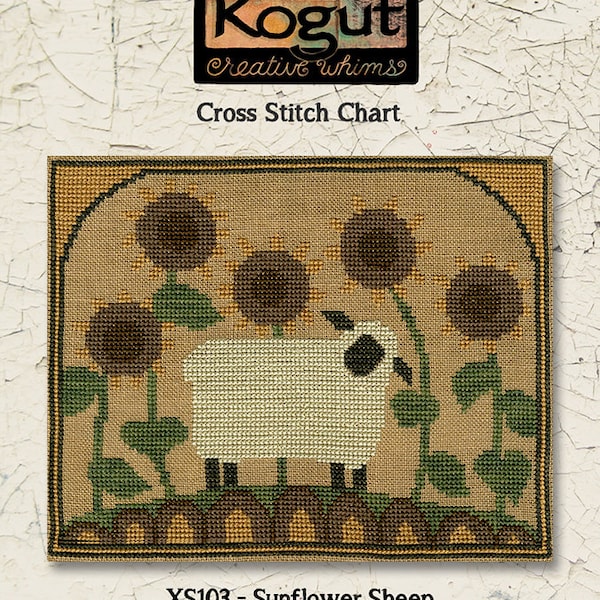 Cross Stitch Chart | Downloadable PDF | EPattern | Needlework | DIY | Crafts | Primitive | Sunflower Sheep | XS103