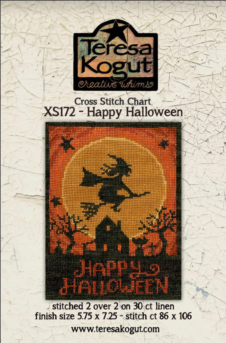 Cross Stitch Needlework Teresa Kogut Happy Halloween - Etsy Ireland