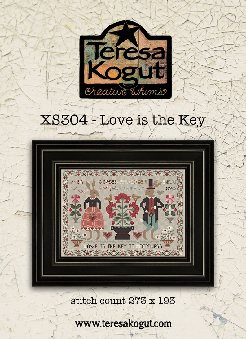 PDF Angel Cross Stitch Chart Downloadable EPattern Needlework DIY Crafts Love is the Key XS304 image 1