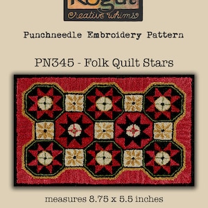 Punchneedle | Teresa Kogut | Pattern | Needlwork | DIY | Crafts | FOLK QUILT Stars | PN345