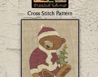 Santa | Teddy Bear | Cross Stitch Chart | Downloadable PDF | EPattern | Needlework | DIY | Crafts | Santa Bear | XS073