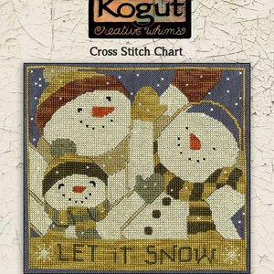 Snowmen | Primitive | Cross Stitch Chart | Downloadable PDF | EPattern | Needlework | DIY | Crafts | Let it Snow | XS085