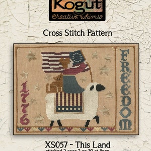 Americana | Primitive | Cross Stitch Chart | Needlework | DIY | Crafts | This Land | XS057