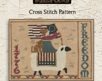 Americana | Primitive | Cross Stitch Chart | Downloadable PDF | EPattern | Needlework | DIY | Crafts | This Land | XS057