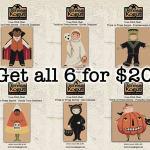 All 6 PDFs | Cross Stitch Chart| EPattern | Needlework | DIY | Crafts | Trick or Treat Series