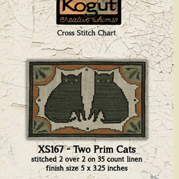 Cat | Primitive | Cross Stitch Chart | Needlework | DIY | Crafts | Two Prim Cats | XS167