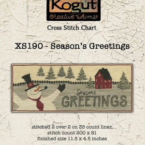 PDF |Snowmen | Primitive | Cross Stitch Chart | Needlework | DIY | Crafts | Snowman Greetings | XS190