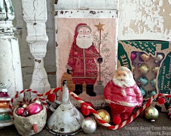 PDF | Santa | Primitive | Cross Stitch Chart | Downloadable PDF | EPattern | Needlework | DIY | Crafts | Country Santa | XS101