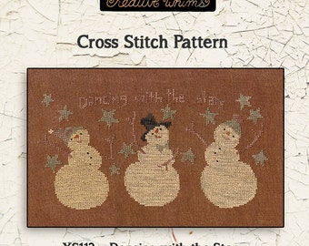 Snowmen | Primitive | Cross Stitch Chart | Needlework | DIY | Crafts | Dancin with the Stars | XS112