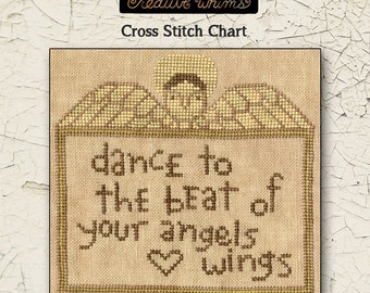 Angel | Primitive | Cross Stitch Chart | Downloadable PDF | EPattern | Needlework | DIY | Crafts | Angel Wings | XS102