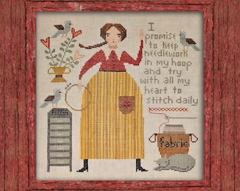 XS328 | Needleworkers Oath | Cross Stitch Chart | Needlework | DIY | Crafts | Primitive | Stitchy Girl