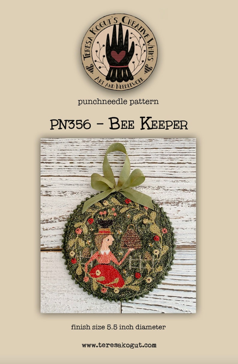 PN356 Bee Keeper Punchneedle Teresa Kogut Pattern Needlwork DIY Crafts image 1