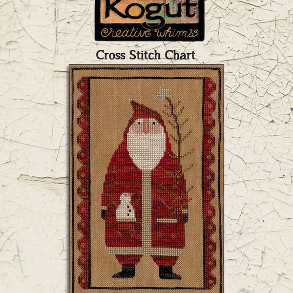 Santa | Primitive | Cross Stitch Chart | Downloadable PDF | EPattern | Needlework | DIY | Crafts | Primitive Santa | XS062