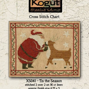 Santa | Christmas | Primitive | Cross Stitch Chart | Needlework | DIY | Crafts | Tis the Season | XS041