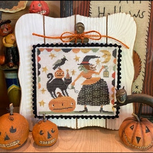 Primitive | Cross Stitch Chart | Needlework | DIY | Crafts | Hazel's Halloween Freinds | XS296