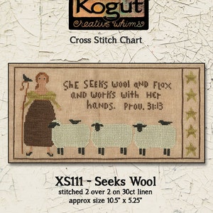 Cross Stitch Chart | Downloadable PDF | EPattern | Needlework | DIY | Crafts | Primitive |  Seeks Wool | XS111