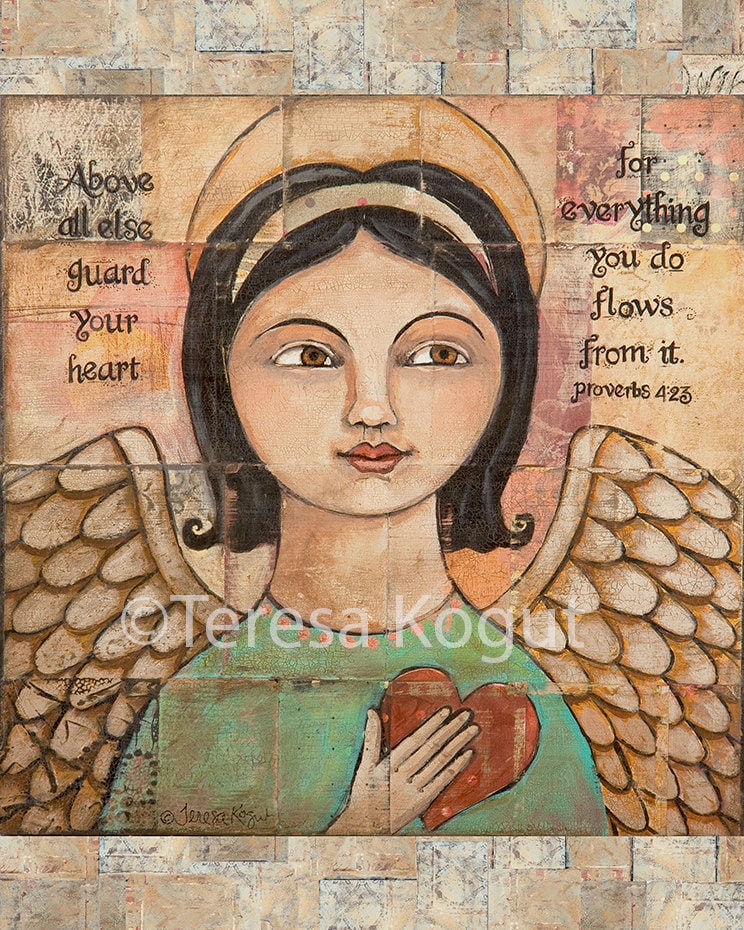 Wall Decor Wall Art Angel 2769 Guard Your Heart 8x10 Etsy