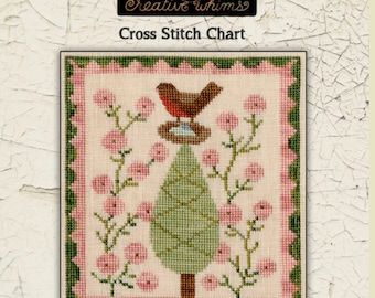 Cross Stitch Chart | Needlework | DIY | Crafts | Primitive | Springtime Robin | XS067