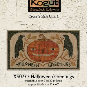 Halloween | Primitive | Cross Stitch Chart | Needlework | DIY | Crafts | Halloween Greetings | XS077