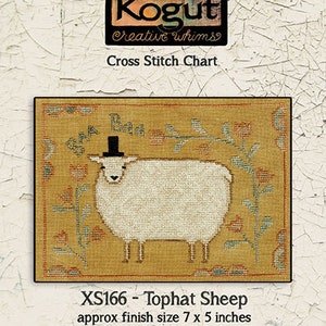 Sheep | Primitive | Cross Stitch Chart | Downloadable PDF | EPattern | Needlework | DIY | Crafts | Tophat Sheep | XS066