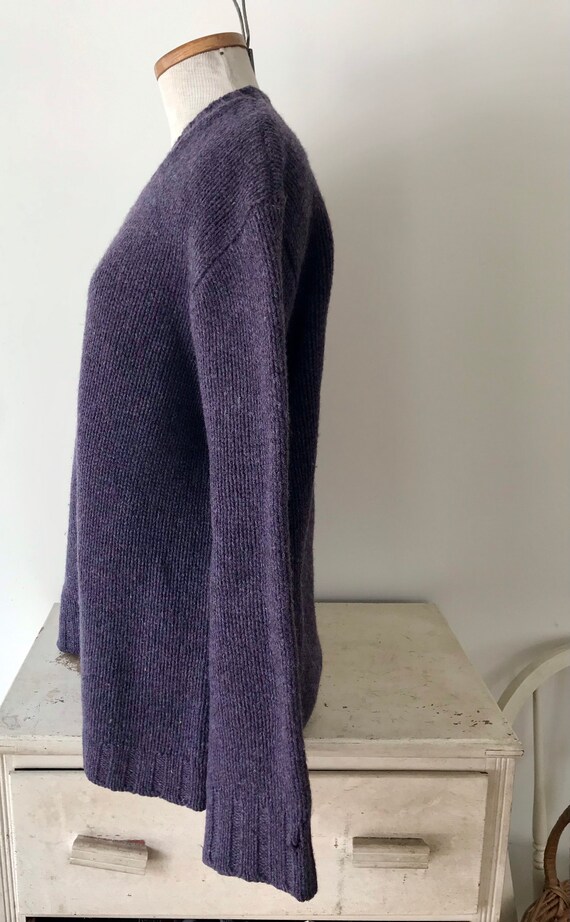1990s J Crew v-neck oversize purple pullover wool… - image 3