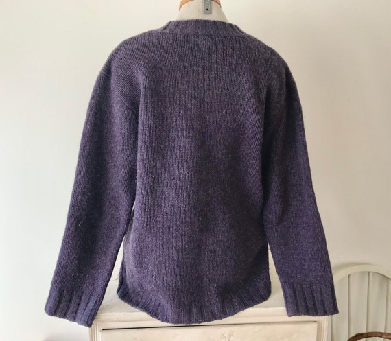 1990s J Crew v-neck oversize purple pullover wool… - image 4