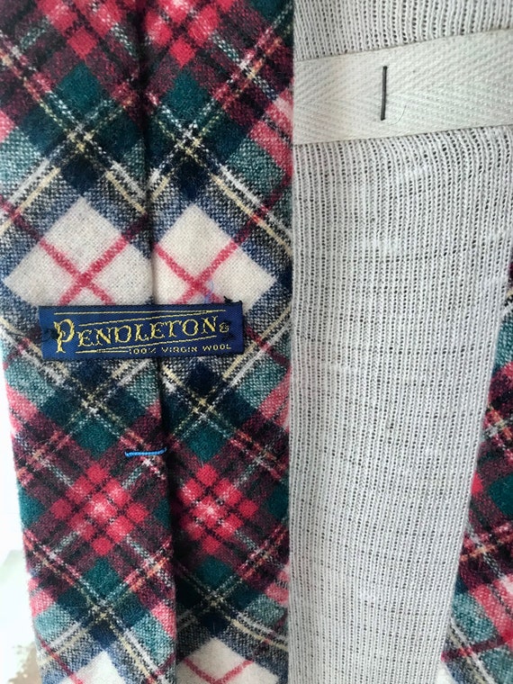 1980s Pendleton festive plaid dad wool necktie - image 3