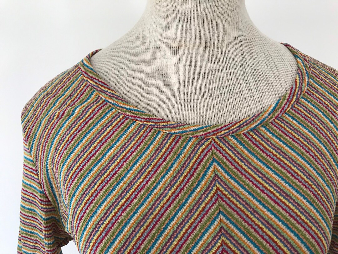 1970s Mamselle Maxi Dress Vintage Form Fitting Rainbow Rib - Etsy