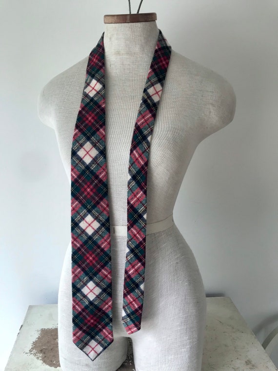 1980s Pendleton festive plaid dad wool necktie - image 1