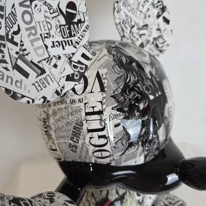 ArtBrut By Ann - Escultura pop art do Mickey Mouse em preto e branco, edição limitada, estatueta de luxo do Mickey, esculturas exclusivas feitas à mão, loja de presentes. imagem 7